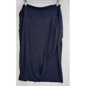 Athleta Women's Release Midi Wrap Skirt in Black Modal Size 1X Plus Soft